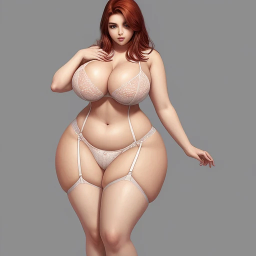 score_9, score_8_up, score_7_up, score_6_up, Full body shot of 1 beautiful woman, adult, large body, voluptuous woman, (auburn hair), flirty sheer lace lingerie, tempting , dreaming, curvy hourglass figure, oppai proportion, tall, long legs, (voluptuous), ...