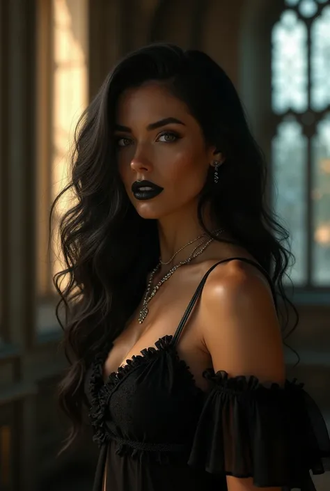 intricate details, detailed face, detailed eyes, super-detailer-bsy, detailifier, detailed skin, detailed hair, hyper-detailed, ultra-detailed, sexiness enhancer, a masterpiece, best quality, caucasian woman, extreme dark black hair, deep black hair, very ...