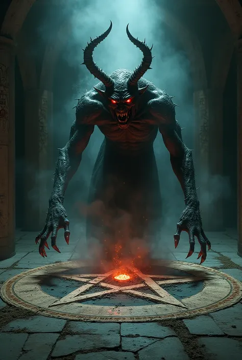 Demon coming out of the pentagram 