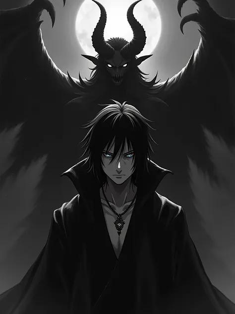 From the photos I send you I need the one of the devil to put it in the background and in the center you put Itachi in black and white for tattoo 