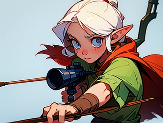 Pretty girl, Archer,  fantasy, Elf, Shooting a bow,  simple background