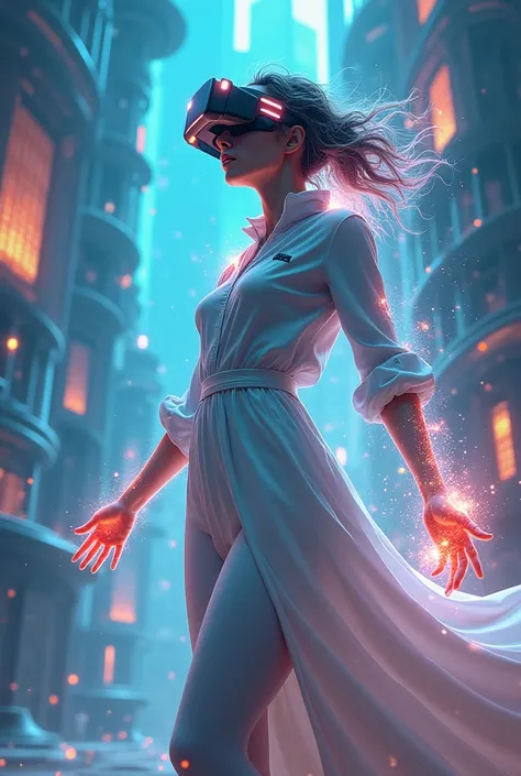 She imagine that she has powers in the virtual world 