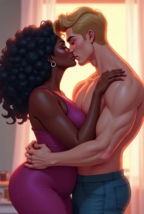 Black, big Bbw, fat, big curvy kiss White,blonde, guy, blue eye animated