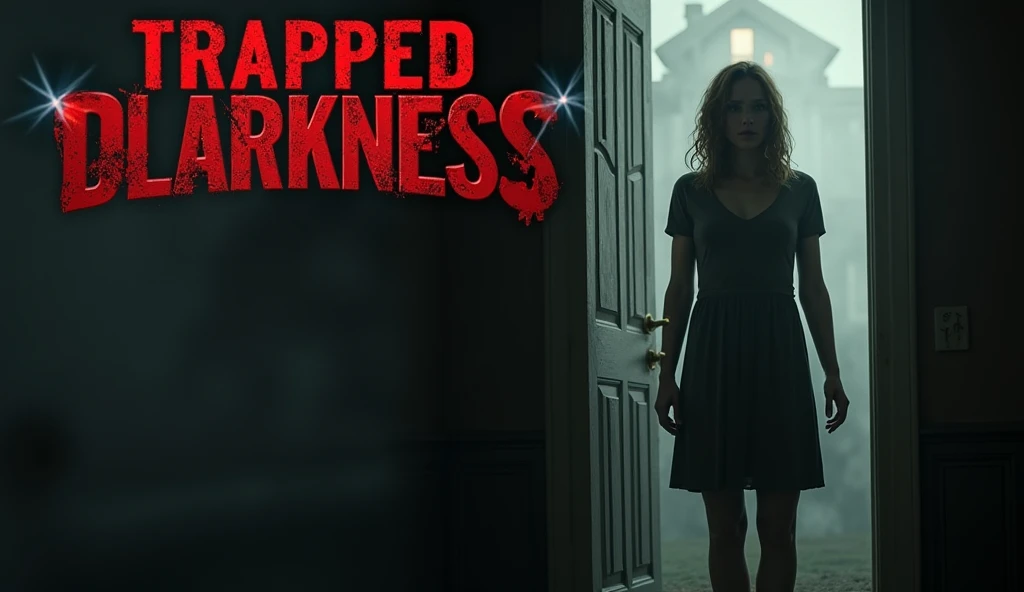 The overall mood is chilling, suspenseful, and cinematic. The thumbnail features Evelyn, a woman with haunted eyes, standing in the doorway of the Blackwood house, her expression a mix of fear and determination. The house behind her is dark and ominous, wi...