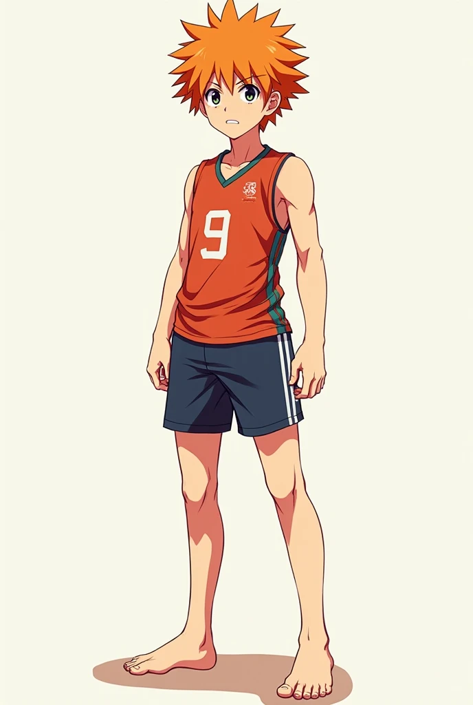 Make me a picture of Shoyo Hinata from Haikyu without shoes