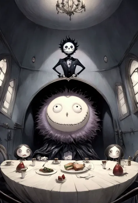  Tim Burton's style、 Satirical illustrations