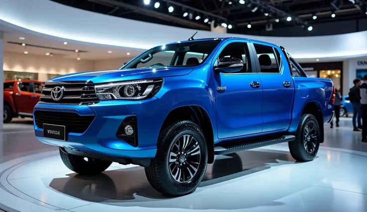 2026 Toyota Hilux Vigo Daubly Cab in front side in the showroom colour blue 