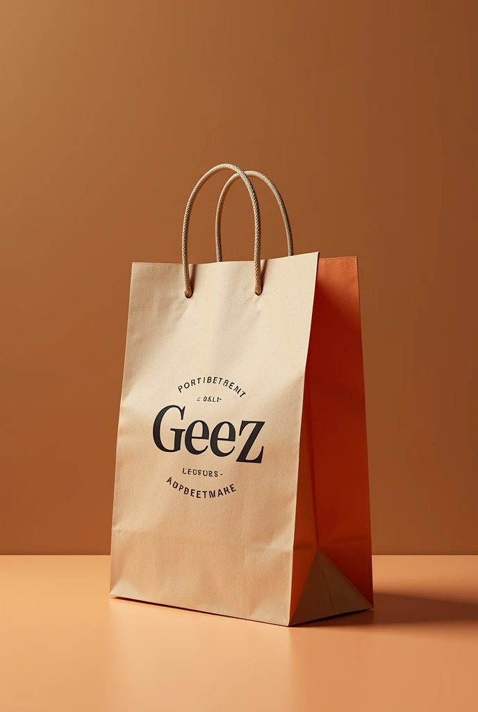 Paper bags with takeing logo which called " geez "with a good fonts and color constract 