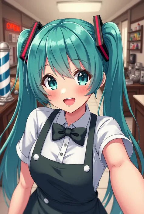 Hatsune miku lady barber selfie 