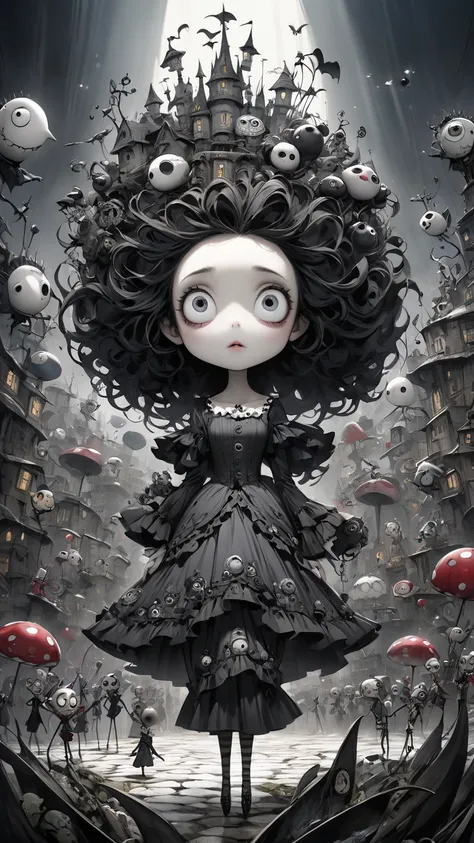 god、  Tim Burton's World、   top quality  , masterpiece,    high detail,    looks like a scene from a movie、