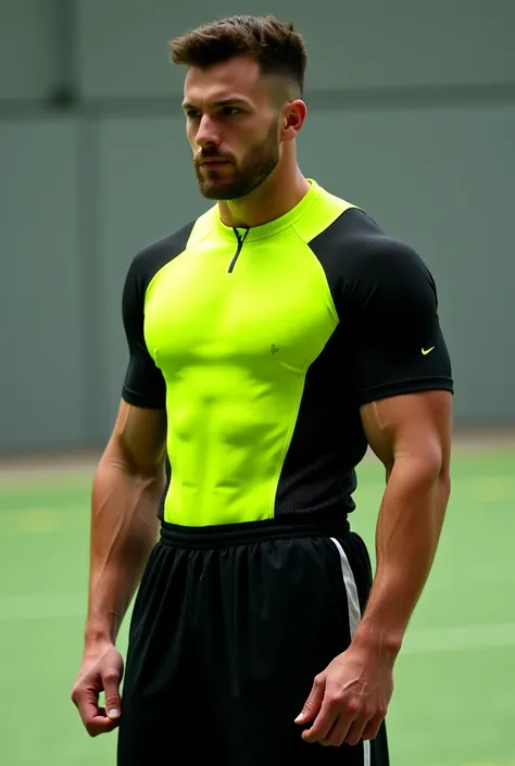 Sports uniform in lime green and black