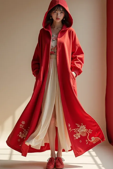 Chinese New Year Blended Hoodie Dress