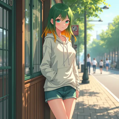 A young anime-style woman, approximately 18 years old, with a height of 160 cm and a slender yet well-proportioned physique. Her body has natural and balanced proportions, with soft curves that reflect her age while maintaining an elegant and stylized anim...