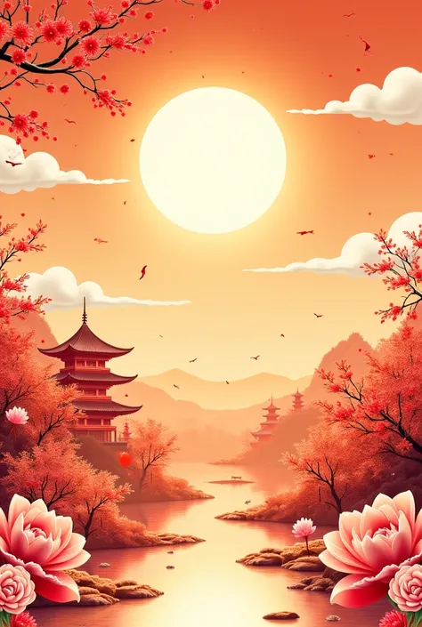 Create wallpapers of 除夕夜2025, include harmoniuos colour, flowers, symbolizes chinese new year eve, insert words of 除夕快乐