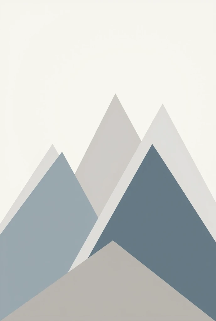 "A minimalist Scandinavian-style wall art showcasing a mountain range with clean, geometric shapes in muted tones of gray, blue, and white. The design is simple yet striking, ideal for a cozy and modern home aesthetic."