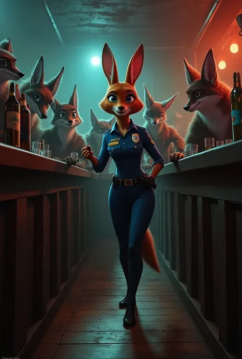 judy hopps being arrested by some foxes in the bar