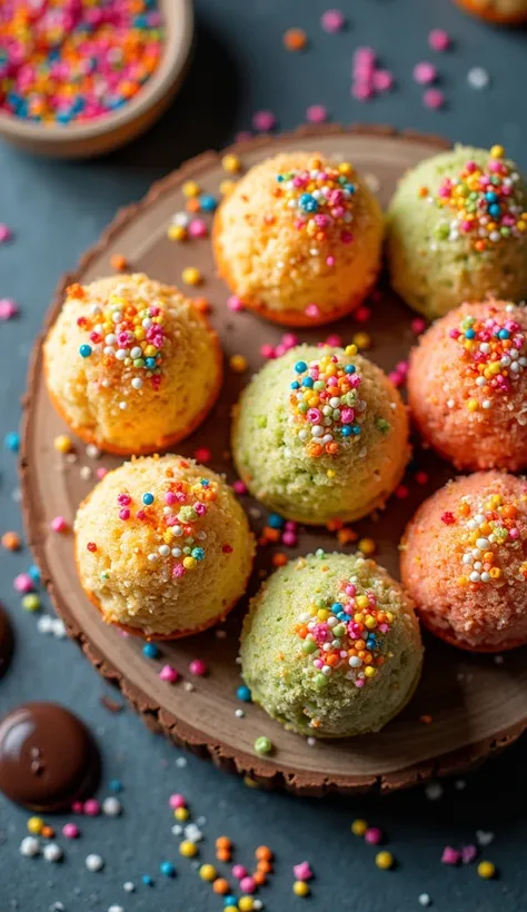 Hgraphic elements, Dynamic Light, Cinematics, HDR, UHD, professional PHOTOGRAPH OF:

“Colorful Coconut Confection” 🌈🍪
Description: An overhead shot showcasing a vibrant assortment of coconut macaroons decorated with colorful sugar sprinkles. The macaroons ...