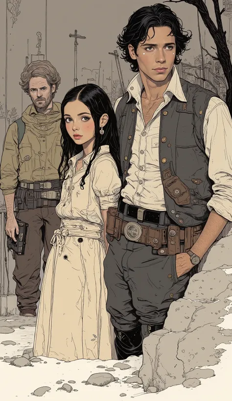 Princess Leia and Han Solo drawn in style art style