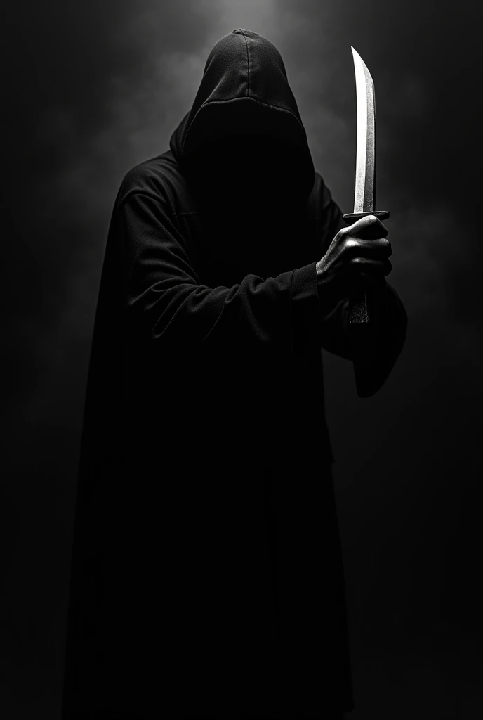 Black silhouette holding a knife