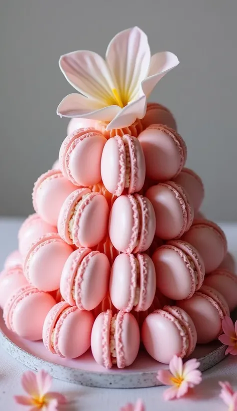 Hgraphic elements, Dynamic Light, Cinematics, HDR, UHD, professional PHOTOGRAPH OF:

"Petal Perfection Display"
Capture an artistic arrangement of petal-shaped macarons in an array of vibrant colors, arranged on a delicate tiered cake stand. Surround the s...