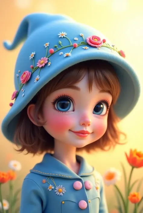 Create beautiful blue hat  decorated for girl and should be beautiful and cute