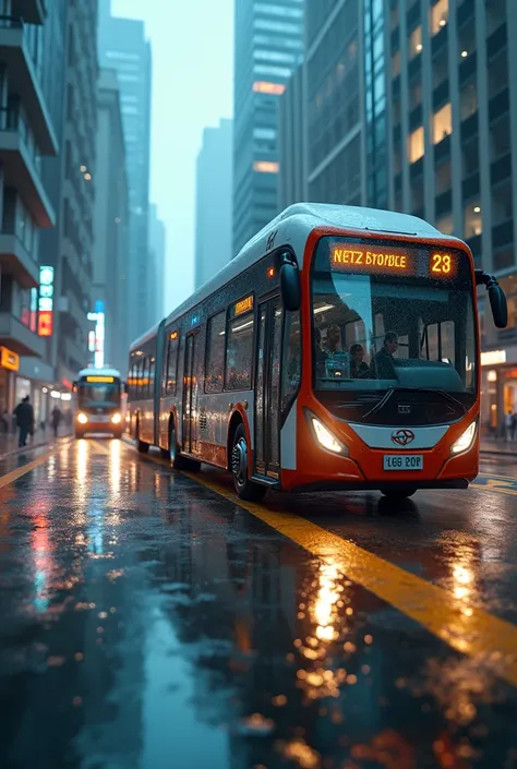 Make a time-lapse video showing the future since the first bus was built