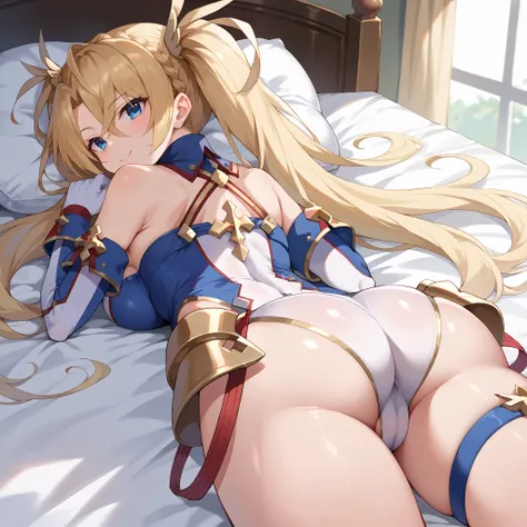 score_9, score_8_up, score_7_up, source_anime,
bradamante, bradamante, blonde hair, blue eyes, braid, french braid, long hair, twintails, two side up,large breasts,
covered navel, elbow gloves, gloves, leotard, thigh strap,cameltoe,(upper body:1.3),smile,o...