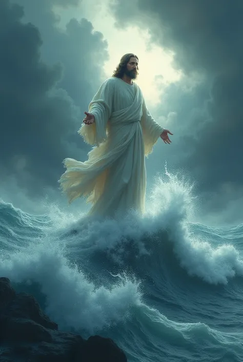 Images of Jesus over the sea