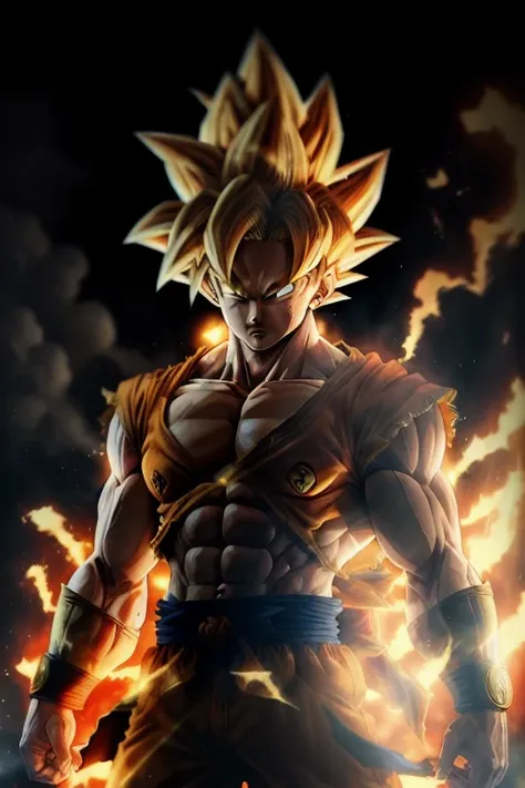 masterpiece, best quality, goku, super Saiyan, yellow hair