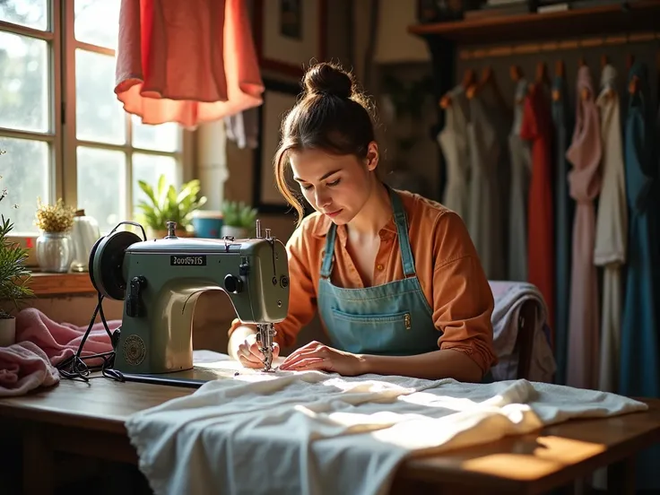 small business owner who is a tailor women sewing for other naturally