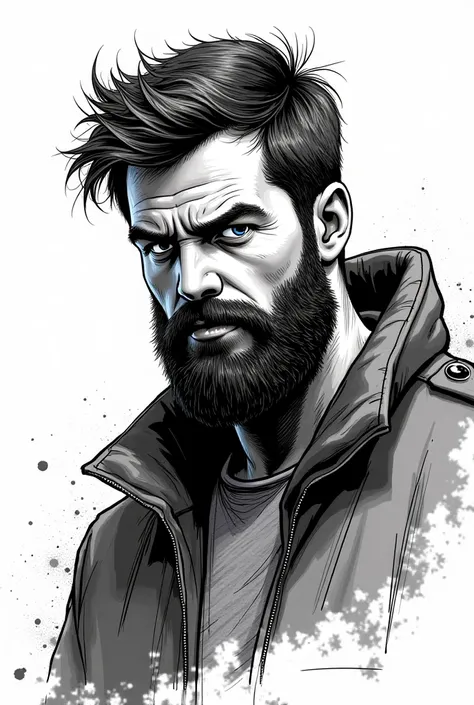 Bearded man Comic, Comic details, ink details, font details ،