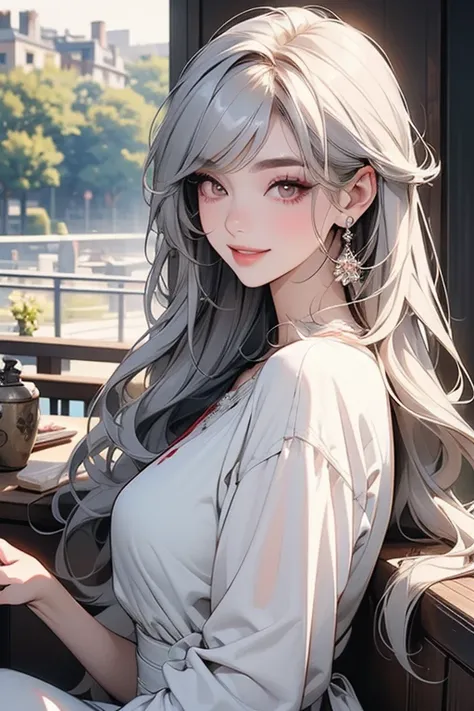 (     top quality   , masterpiece:1.2),      high resolution, 最高masterpiece、     very detailed,     exist:1.37, Fantasy     ,  illustration,     gray hair  、    red eyes     、     queen,    T2K9     、     beautiful、     eyeshadow red     、     thick eyebro...