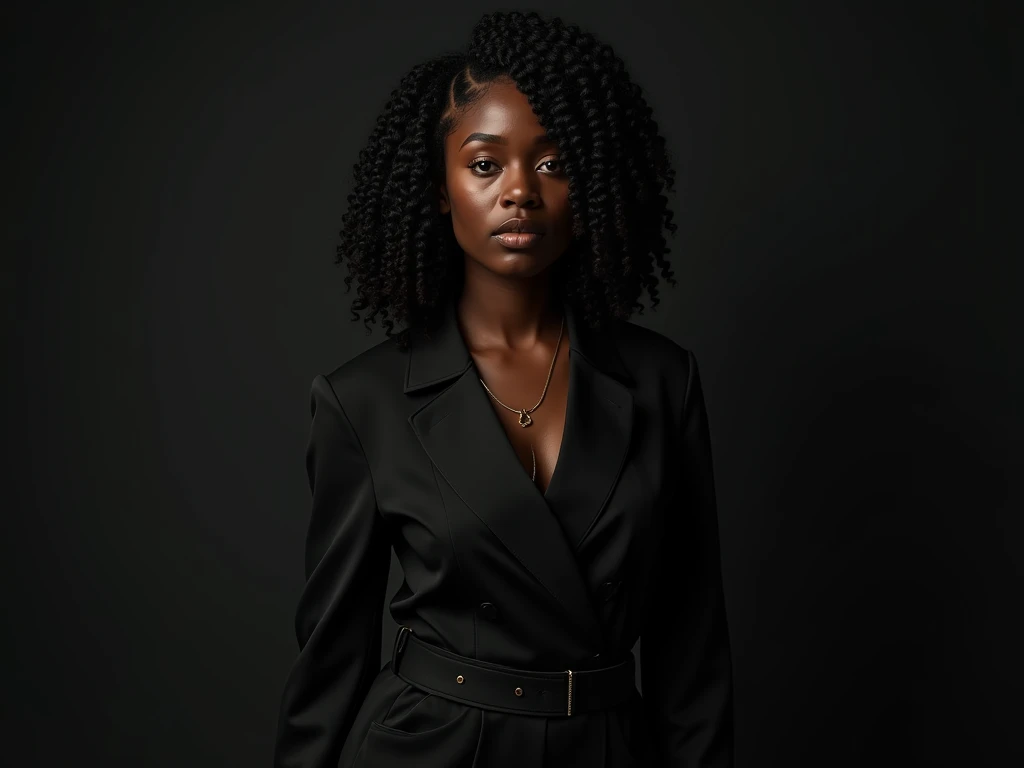 A beautiful black girl wears black 