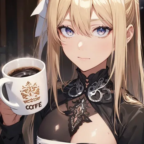 0. Action：  Woman drinking coffee at  , ( coffee mug:1.4) ①Quality：( more details:1.3), masterpiece, 8k,   very detailed CG, ( 1 girl),  perfect hand:1.2), ( perfect anatomy:1.2), ( beautiful face: 1.1),  intricate iris detail,  Fascinating eye reflection,...