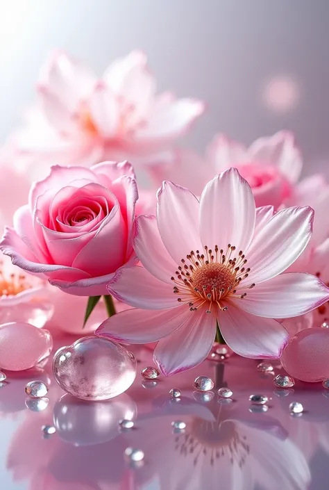 pinkrose,Glass Flower,gem,