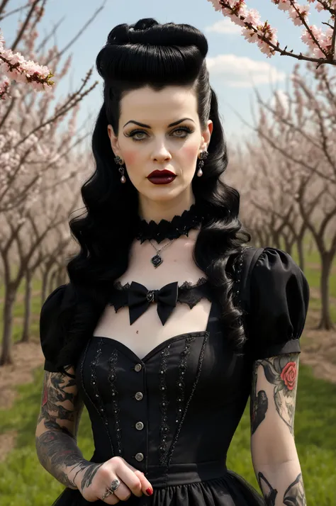  Gothic Style , portrait,  realistic, spring, rockabilly clothes