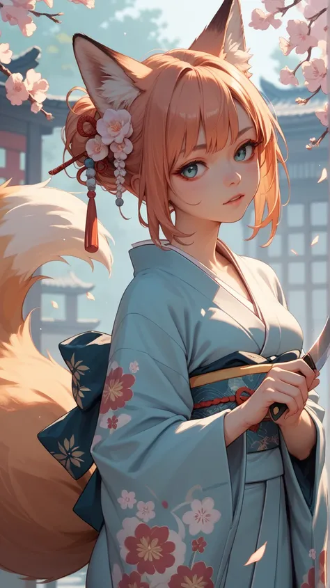 fox　ear　tail　knife　 kimono　female