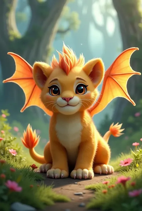 Baby lion with dragon wings