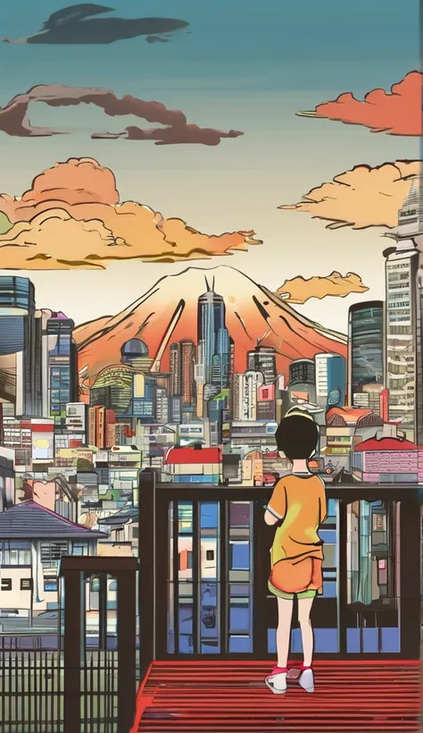  ren playing in cartoon art menko, Showa scenery, top quality, The background is downtown Showa Japan  