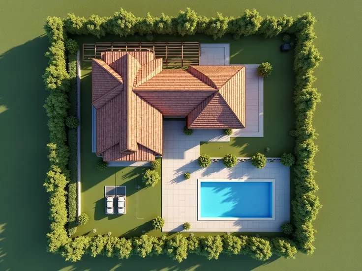 create a 3D project of a family farm with a plot of land measuring 14x30

Main House: 10x10 meters, two-story with bedrooms on the upper floor.

Tiny House: 4x6 meters, single-story with a loft for sleeping.

Gourmet Area: 6x4 meters, with a pergola and ou...