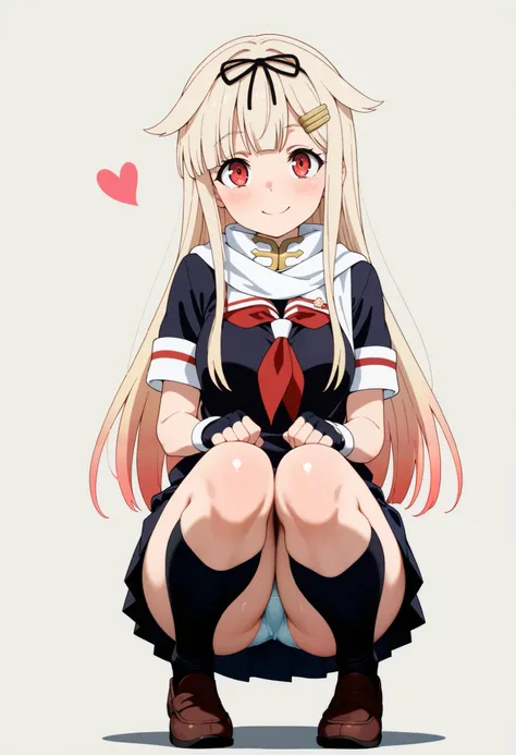  top quality,  Amazing Quality ,   very aesthetic ,   is ridiculous, Watching yuudachi _KaiNi \( fleet this\)
 1 girl, You'll deny it,   blonde hair,  gradient hair that burst into the classroom,  hair flap,  long hair,  hair bow,  hair clip,  red eyes,
Se...