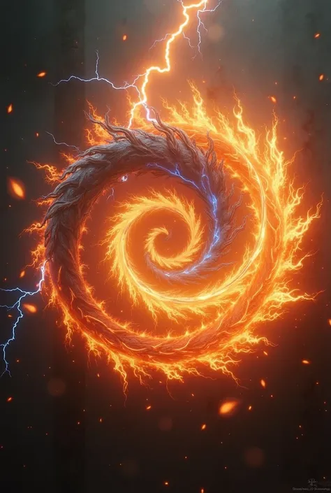 blue Lightning and fire spiral