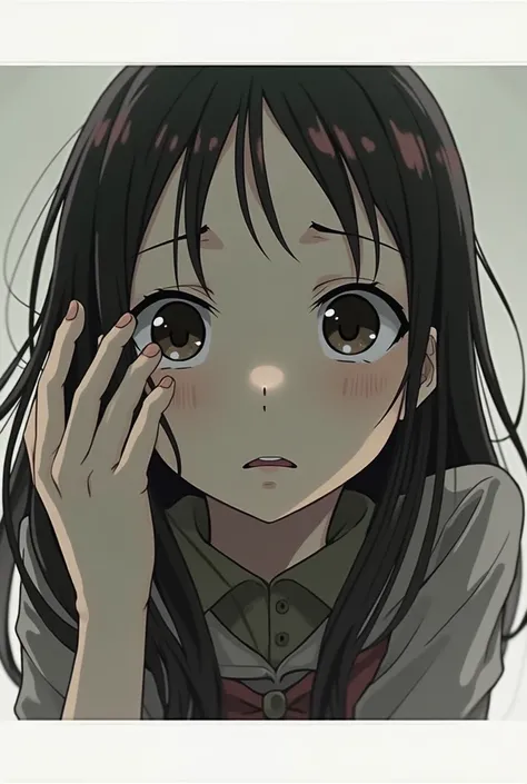 Sad girl anime, And without desire, Surrendered . version anime.  looking straight ahead