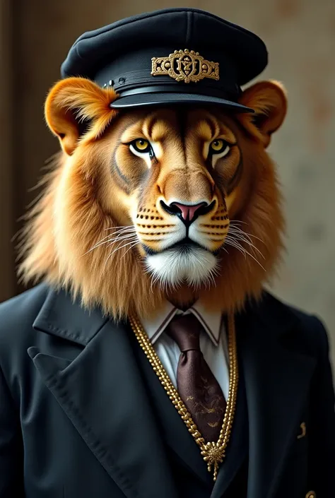 A gentleman with a smart lion face with a word of jptjan in the cap 