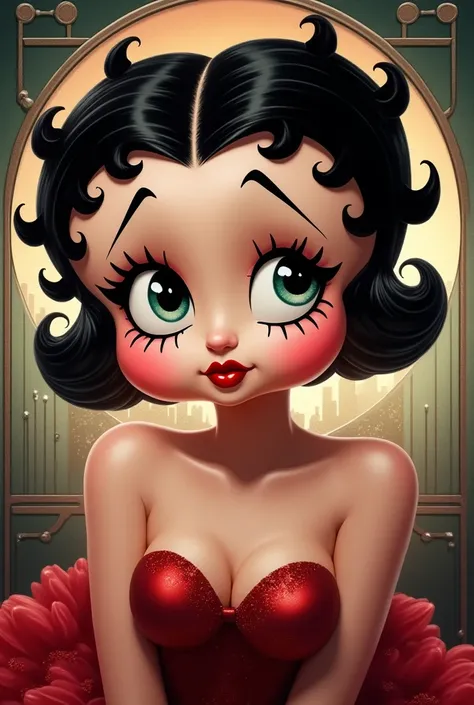 Create Betty Boop with lots of makeup 
