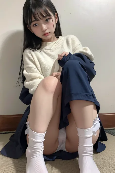 I was taken in from an orphanage when I was  、 and I plan to be raped by my foster father on the day I was taken in、  beautiful Japanese girl、 miniskirt、 white panties、white socks、knees、I'm scared to see my foster father's penis、