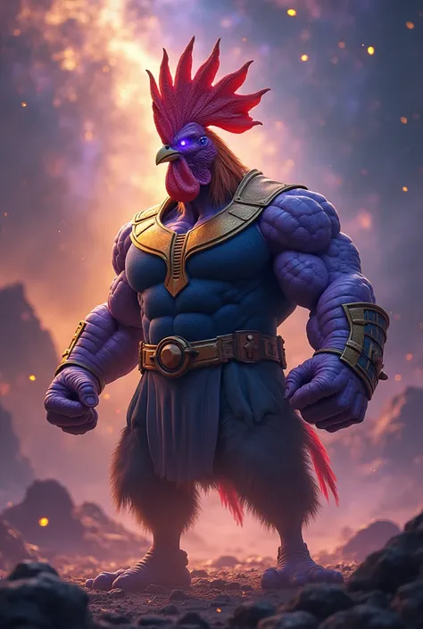 Give a picture that has a mixture of Rooster and Thanos