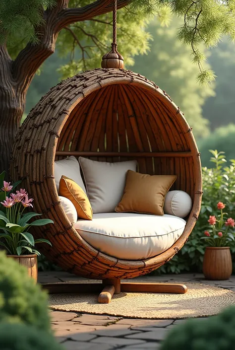 create realistic a outdoor wooden hanging round sofa creations 