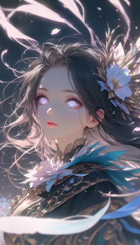 8K,((masterpiece:1.3)), (super detailed, RAW color photo:1.3), (best quality), Incredibly absurd high resolution, very aesthetic, elegant wind dancer, flowing garments, glowing aura, hair like a breeze, flower petals, pastel colors, (best quality,4k,8k,hig...