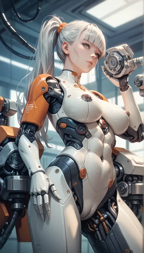 A complex mechanical body, Android ,science, LED ,Metal,Metal,  HD ,   Best Quality ,   HD ,   is anatomically correct ,   very detailed ,  超 HD,   textured skin , Sharp details, bangs, 